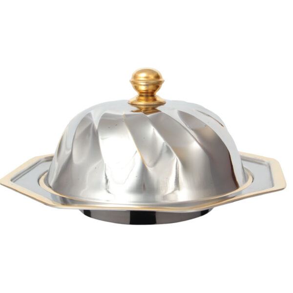 OCTAGON COZY WITH LID AND WITH STAND WITH NAKSHI ON LID AND WITH REAL GOLD