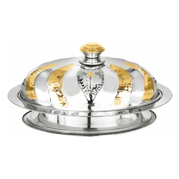 OVAL COZY WITH LID AND WITH STAND NAKSHI ON LID AND WITH REAL GOLD